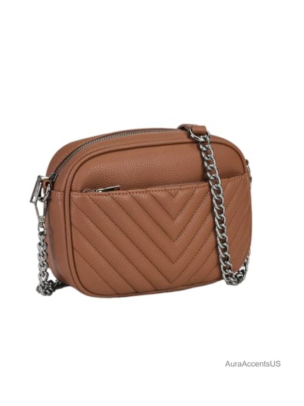 Vegan Leather Crossbody Phone Bag with Chain Strap